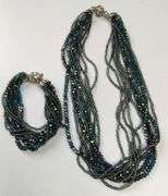 Costume Jewelry Premier Designs Necklace Bracelet Set Multi Strand Blue