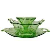 Heisey Glass Octagon Bowl Plate URANIUM Federal Sherbet
