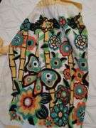 Lot Mid Century Flowers Avocado Green Pink Bedspread +