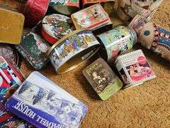 Pickers Lot Tins Vintage Coke Sunmaid Christmas & More