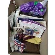 LOT Medium Box Quilting Supplies Crafting Books Polyfill Fabric