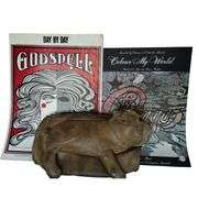 Antique Vintage Leather Mitt Dog Zip Pocket + Sheet Music