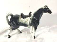 Ceramic Horse Black and White Japan *Repaired :(