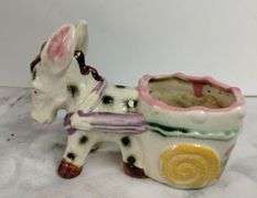 Antique Coffee Mill & Porcelain Vintage Donkey Made in Japan