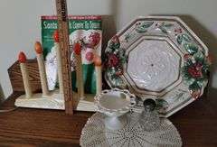 Vintage Christmas Decor Fitz Floyd Artware Milk Glass Candalabra