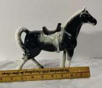 Ceramic Horse Black and White Japan *Repaired :(