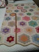 Grandmothers Flower Garden Hand Stitched Quilt Antique