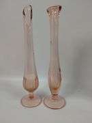 Vintage Fire King Rose Plate + 2 Pink Bud Vases