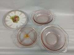 Antique Pink Depression Era Dish Set of 3 + plate