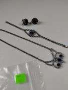 Vintage Costume Jewelry Sapphire Rhinestone Necklace Bracelet Earrings