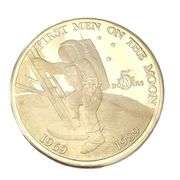 1989 $5 Coin First Man Moon Neil Armstrong Space 1969 Marshall Islands