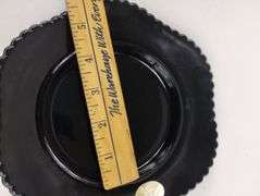 Vintage Tiara Glass Black Covered Dish & Candlestick Holders