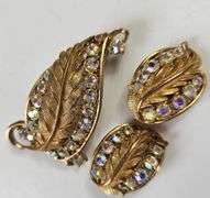 Vintage Costume Jewelry Aurora Borealis Brooch Earrings