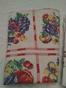 Quilted Stitched Dresser Scarf & Printed Vintage Table Cloths Tablecloth