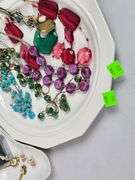 Vintage Jewelry Chunky Gemstone Necklaces 1928 Roses