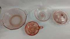 Antique Depression Era Pink Glassware 4 Pc Lot