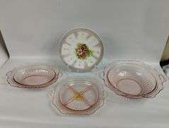 Antique Pink Depression Era Dish Set of 3 + plate