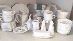 Over 50 Pcs Pfaltzgraff Heritage Stoneware White Dish Dinner Lunch Plates Bowls Serving