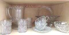 Westmoreland Glass Pitcher & Glasses Shell Jewel + Wexford Pieces EAPG Vintage