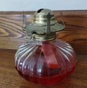 2 Vintage Antique Glass Oil Lamps Footed Finger Lamp