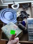 Ladies Vintage Lot Fenton Hat Metal Wagon Blue Plate Elephant+