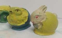 Vintage Antique Rubber Hen & Chicks Easter Train Bunny Lead Paint