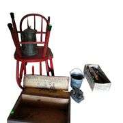 LOT Wooden Frank Siddalls Soap Box Kettle Red Chairs Box Handtools