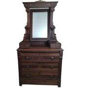 Antique Eastlake Dresser Solid Wood Original Hardware