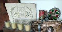 Antique Doll Wooden Blocks Basket Certificate
