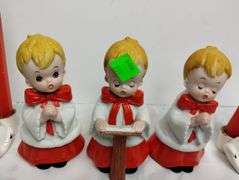 Vintage Ceramic Angel Candle Holders Figures NAPCO Glossy  + Choir
