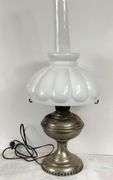 Vintage Aladdin Oil Glass Lamp Convert Electric Milk Glass Shade