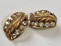 Vintage Costume Jewelry Aurora Borealis Brooch Earrings