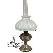 Vintage Aladdin Oil Glass Lamp Convert Electric Milk Glass Shade