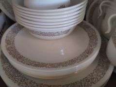 Set Corelle Woodland Pattern Dishes Vintage