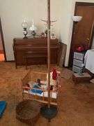 LOT Vintage Baby Dolls Doll Crib+ Schoolhouse Hooks Coat Rack