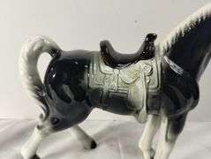 Ceramic Horse Black and White Japan *Repaired :(