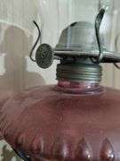 Antique Pink Glass Oil Lamp Cast Iron Wall Bracket Swing Arm Holder