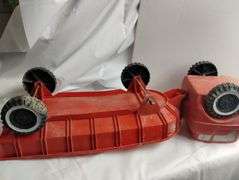 Vintage IDEAL Red Truck Toy Hauler Plastic