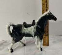 Ceramic Horse Black and White Japan *Repaired :(