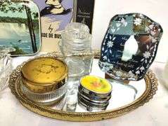 Antique Ladies Vanity Fenton Daisy Button Slipper Opalescent Powder Jar