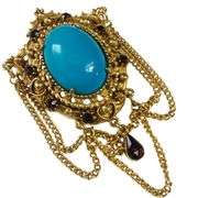 Vintage Costume Jewelry Florenza Brooch Pin Dangle *Miss Stone
