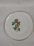Vintage Fire King Rose Plate + 2 Pink Bud Vases