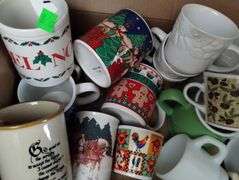 LOT Vintage Coffee Mugs Christmas Rooster Serenity Prayer