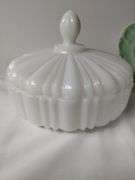 Vintage Milk Glass Dishes & Carlsbad Austria Plate Green Rim Young Girl