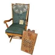 Green Padded Glider Chair + Checkers Table
