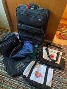 LOT American Tourist Suitcase+ Carry On + 5 Tote Bags