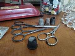 Pickers Lot Vintage Antique Sewing 1 Sterling Thimble Boopie Candlesticks