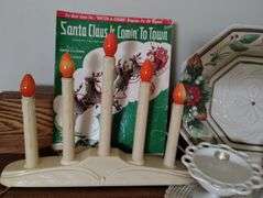 Vintage Christmas Decor Fitz Floyd Artware Milk Glass Candalabra