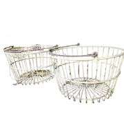Pair Large Metal Rubber Coated Wire Chicken Egg Baskets
