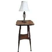 Antique End Table Plant Stand & Lamp